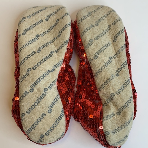 Snoozies Red Sequin Ballet Slippers - Picture 6 of 11